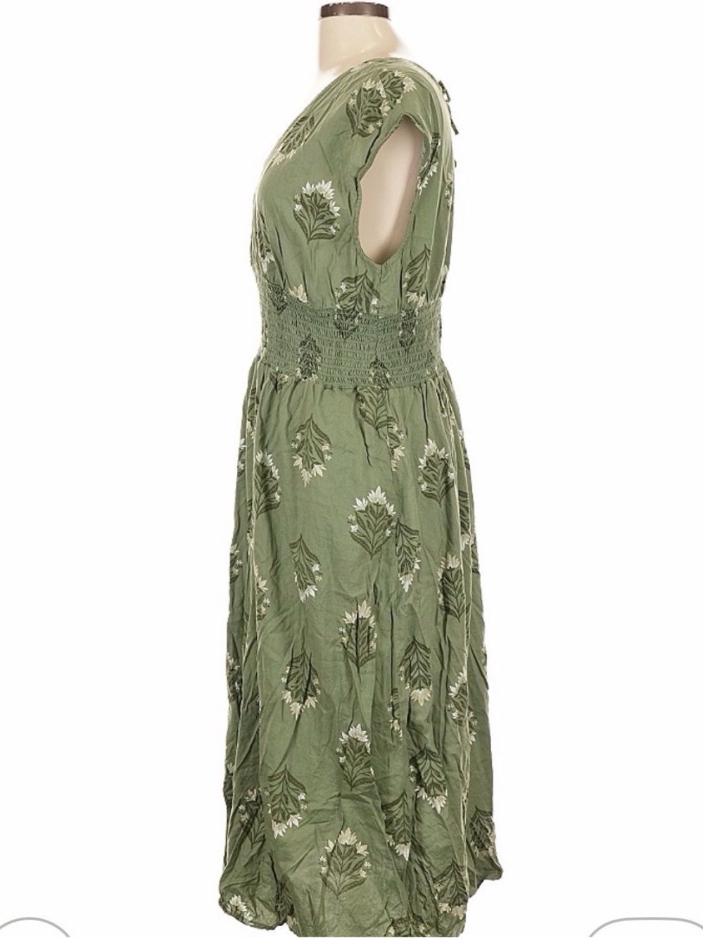 Old Navy Waist-Defined Midi Dress, Olive Green - Picture 4 of 8